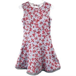 Jupe Vendue Floral Vintage Style  Sleeveless Dress With Sheer Hem Size Small